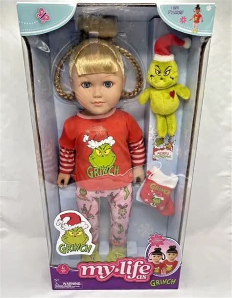 My Life As Poseable Grinch Sleepover 18 Inch Doll Blonde Hair Blue Eyes New 7499 Picclick