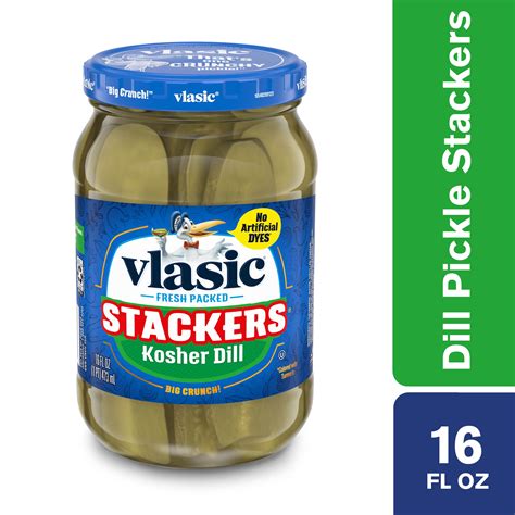 Vlasic Dill Pickle Sandwich Stackers Kosher Dill Pickles 16 Oz Jar