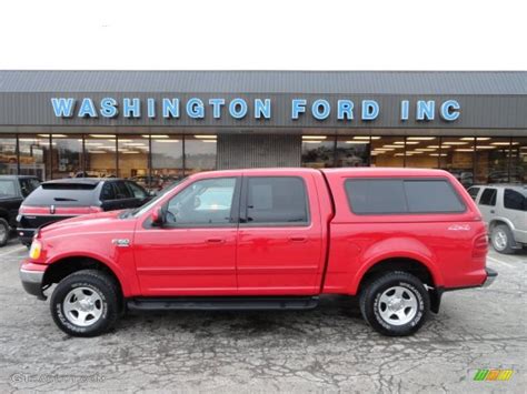 2003 Bright Red Ford F150 Xlt Supercrew 4x4 59739276 Photo 4