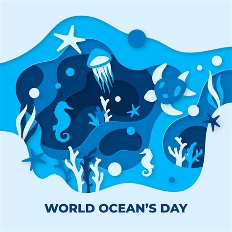 Free Vector World Oceans Day Concept In Paper Style