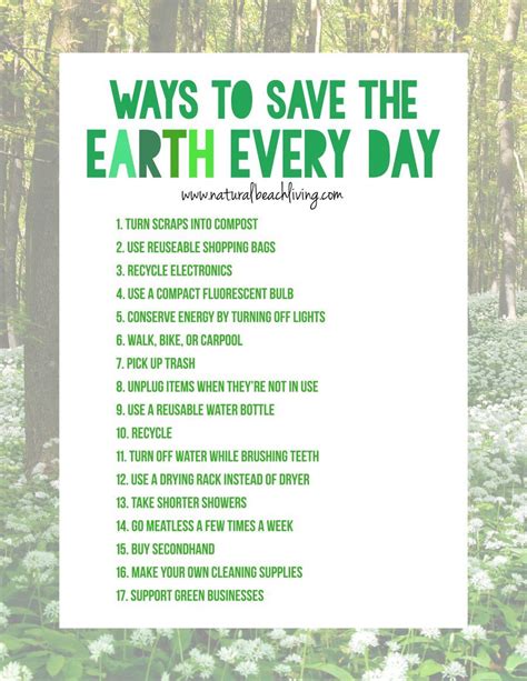 20 Easy Ways To Save The Earth Every Day Natural Beach Living Save