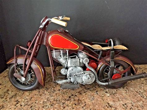 Vtg1933 Harley Davidson Motorcycle With Side Car Diecast Metal Rare 7