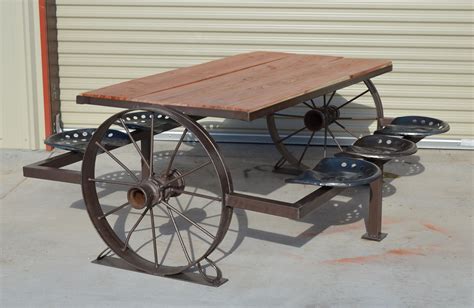 Check spelling or type a new query. Antique Wagon Wheel Picnic Table with Cedar Top | Metal ...