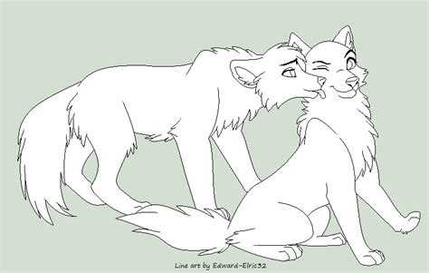 Wolf Couple Line Art By Kainaa On Deviantart