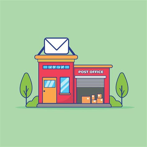 Post Office Building Vector Illustration Building And Office Concept