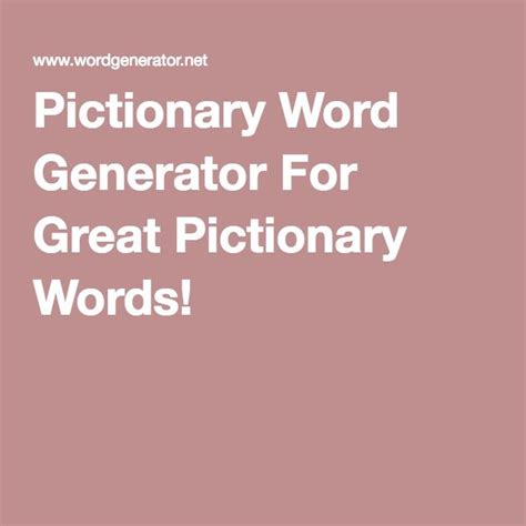Pictionary Word Generator For Great Pictionary Words
