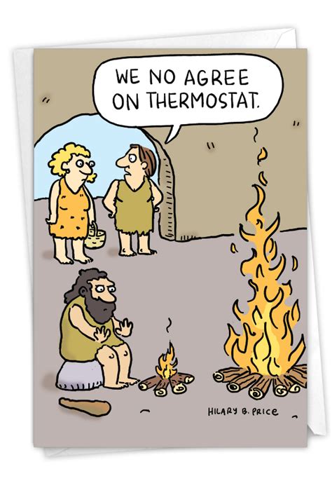 Caveman Thermostat Funny Anniversary Paper Card