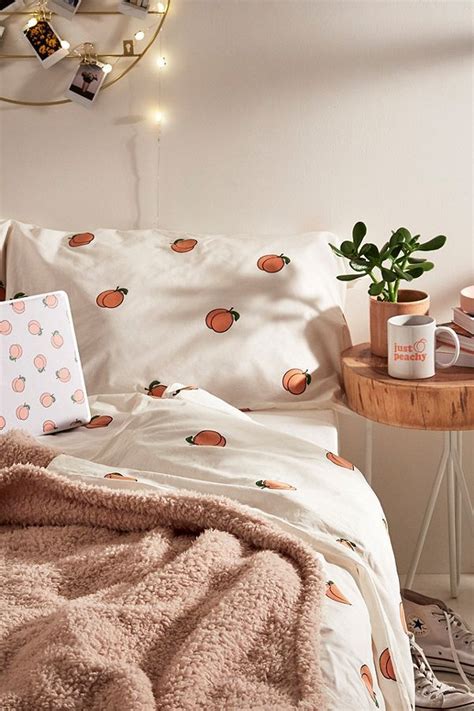 Urban bedsurban bedsurban bedsurban beds. Peach Duvet Cover Set | Aesthetic bedroom, Aesthetic room ...