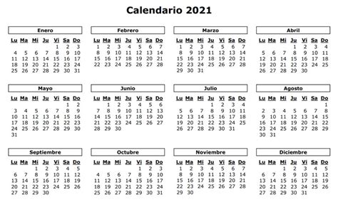 Calendario 2021 Para Descargar Editar E Imprimir Gratis