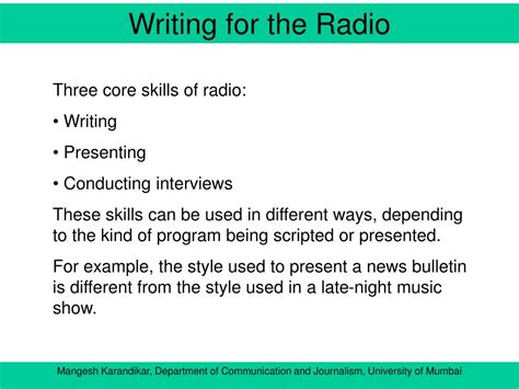 Ppt Writing For Radio Powerpoint Presentation Free Download Id3467821