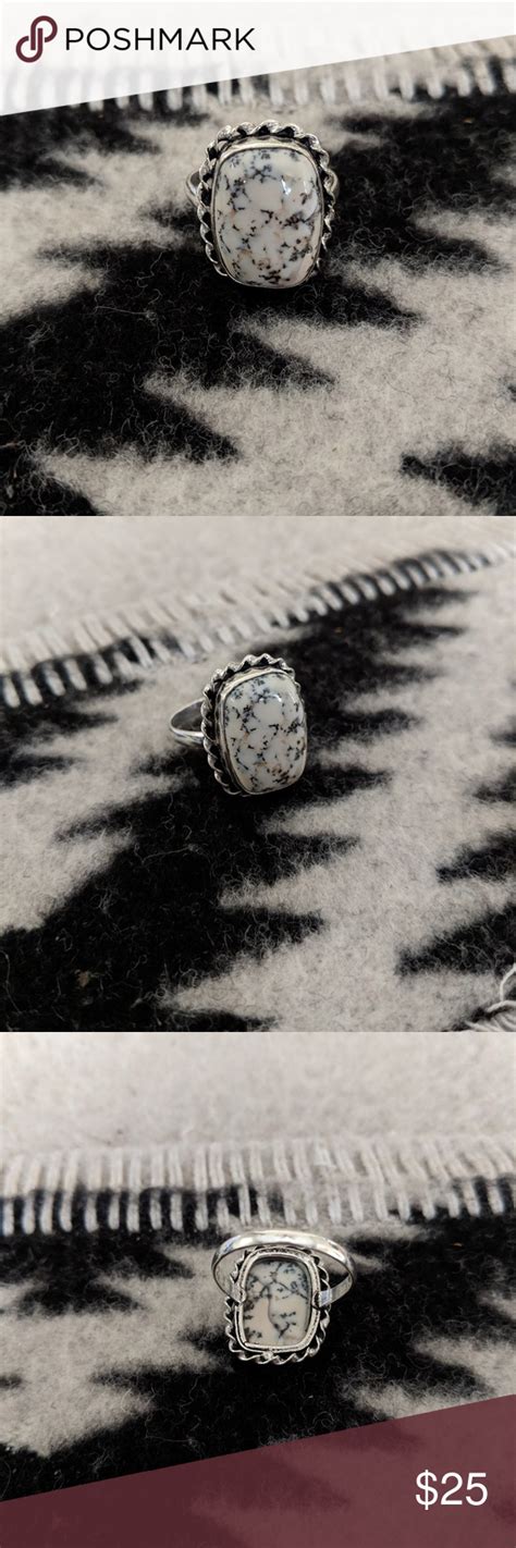 Dendritic Agate Sterling Silver Ring Sterling Silver Rings Silver