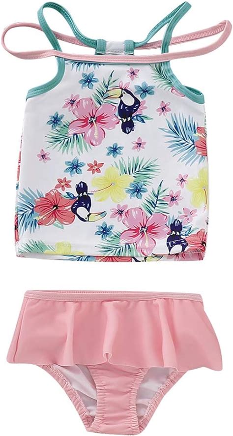 Little Kids Baby Girls Two Pieces Swimsuits Hawaiian Ruffle