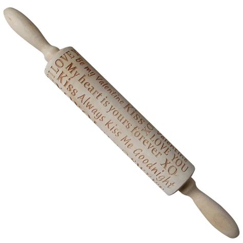 Kitchen Valentines Day Embossing Letter Rolling Pin Engraved Wood