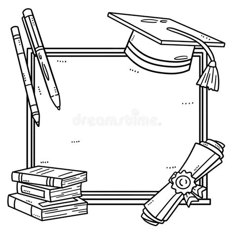 Graduation Cap Books Diploma Isolated Coloring Stock Vector