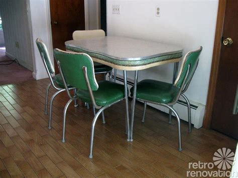 Chair seats are black vinyl — appropriately embroidered with the napoleonic bee. Dinette sets - Retro Renovation