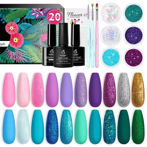 Beetles Gel Nail Polish Kit Mermaid 20 Colors Soak Off Gel Polish