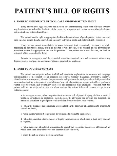 Patients Bill Of Rights Pdf Informed Consent Health Care