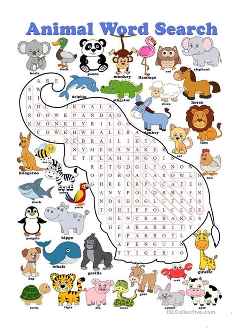 Animal Word Search Zoo And Farm Animals Wordsearch