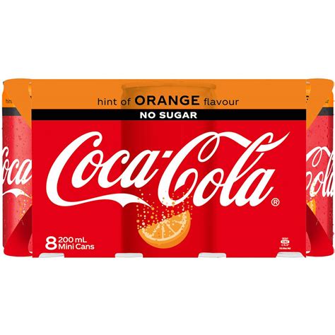 Coca Cola No Sugar Orange 200ml X 8 Pack Woolworths