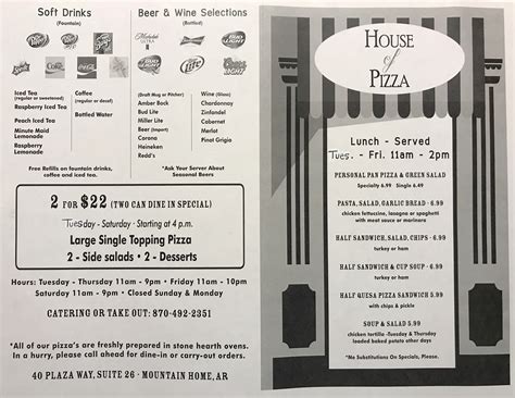 House Of Pizza Menu, Menu for House Of Pizza, Mountain Home, Mountain