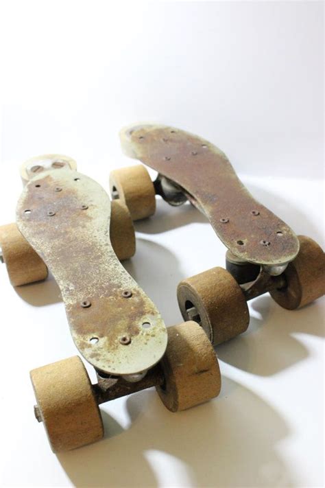 Vintage Roller Derby Roller Skates Wood Wheels Primitive Etsy