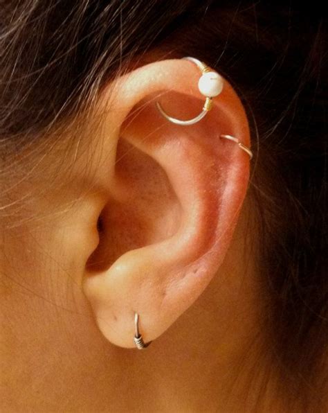 Cartilage Hoop Piercing White Turquoise Gemstone Upper 10mm Earring