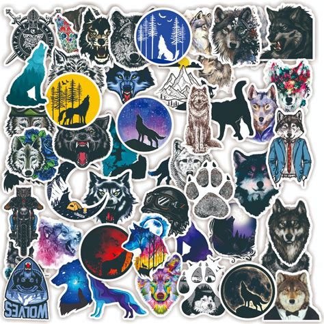 Td Zw 50pcs Wolf Totem Stickers For Suitcase Skateboard Laptop Luggage