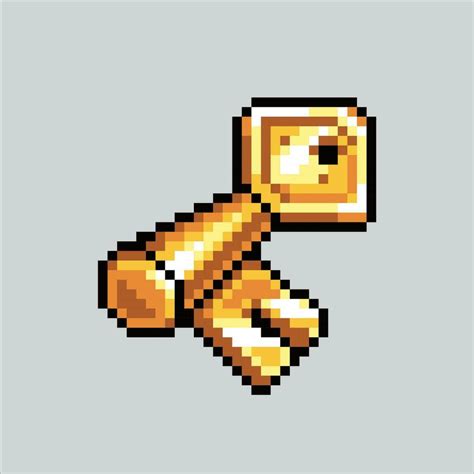 Pixel Art Key Yellow Gold Key Pixelated Design For Logo Web Mobile