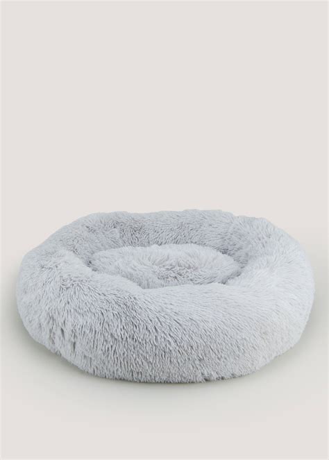 Grey Faux Fur Pet Bed Small Medium Matalan