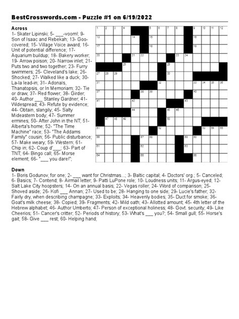 Printable Crossword Puzzles Pdf