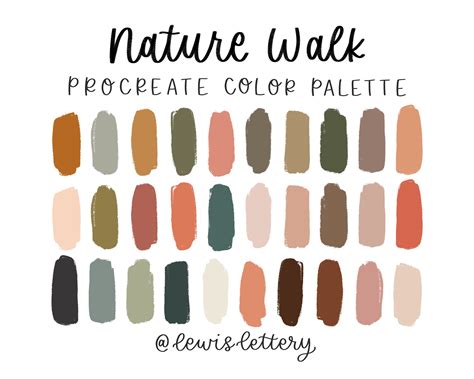 Nature Walk Procreate Color Palette Color Swatches Ipad Etsy