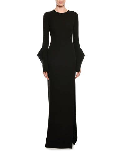 Tom Ford Flute Sleeve Gown In Black ModeSens Column Gown Women S