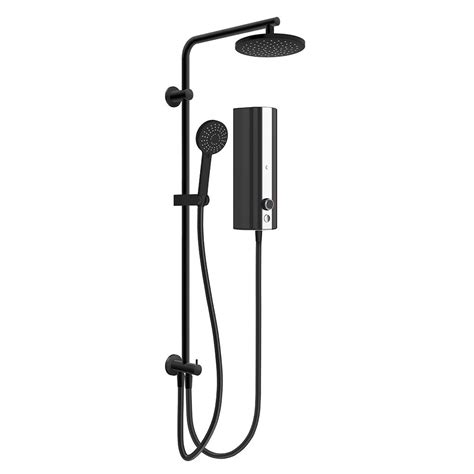 aquas aquamax pro with column manual 9 5kw matt black electric shower toilet and bathroom design