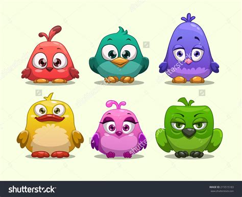 Set Of Cartoon Funny Birds Stock Vector Illustration 215515183