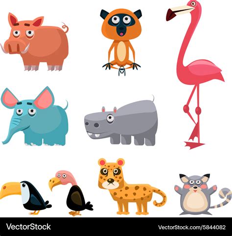African Animals Fun Cartoon Royalty Free Vector Image