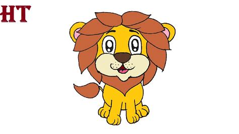 How To Draw A Cartoon Lion Cute And Easy Lion Drawing Step By Step