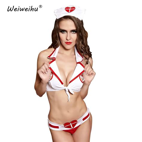 Kuperandcherry Erotic Lingerie Hot Sexy Nurse Outfits Underwear Bra Headdress G String 3 Pcs Sets