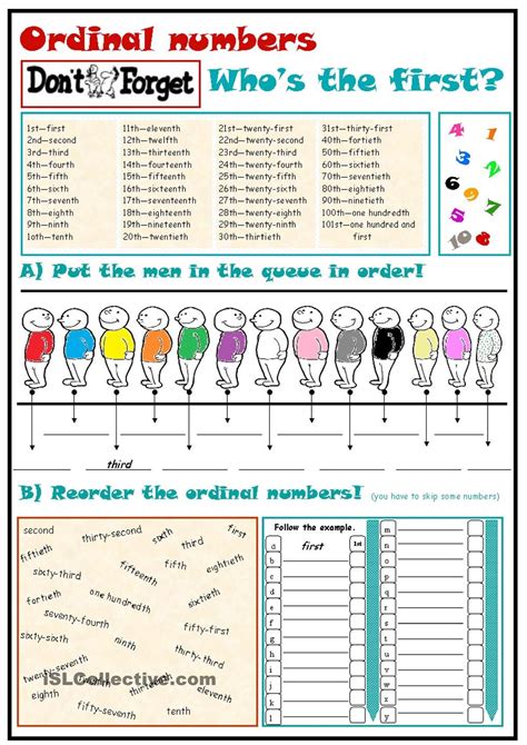 English Numbers 1 99 Worksheet Teaching Ordinal Numbers Worksheets