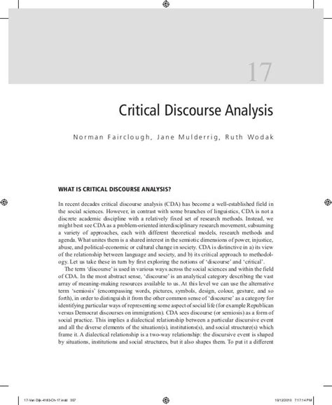 17 Critical Discourse Analysis Norman Fairclough Jane Mulderrig Ruth