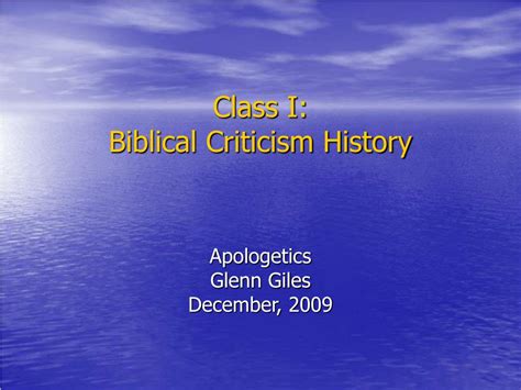 Ppt Class I Biblical Criticism History Powerpoint Presentation Free