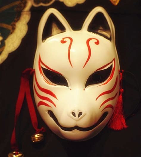 Full Face Hand Painted Japanese Fox Mask Kitsune Cosplay Masquerade