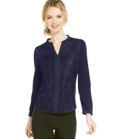 Ny Collection Petite Lace Sequin Top And Reviews Tops Petites Macy