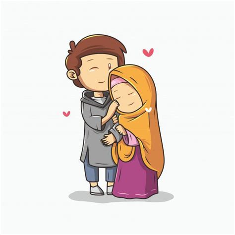 Premium Vector Romantic Muslim Couple Islamic Cartoon Cute Muslim