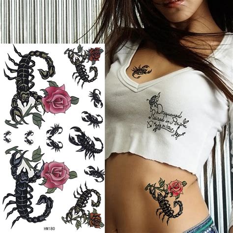 King Horse Cool Scorpion Rose Beauty Tattoo Waterproof Arm Tattoo