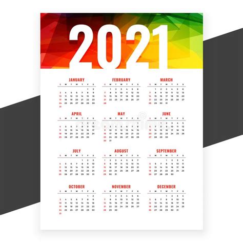 2021 Abstract New Year Calendar Design Template Yellow Theme Stock