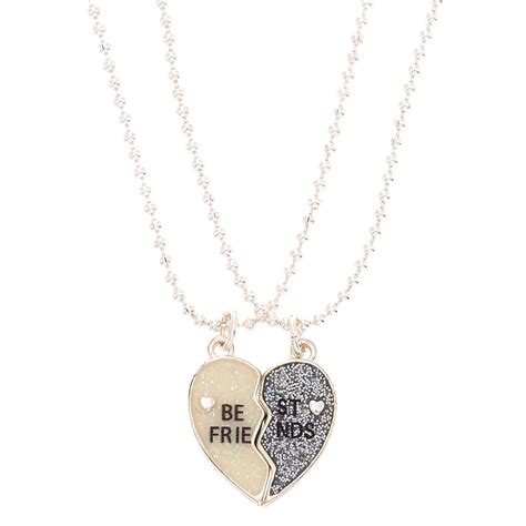 Best Friends Glitter Heart Pendant Necklaces 2 Pack Claires Us