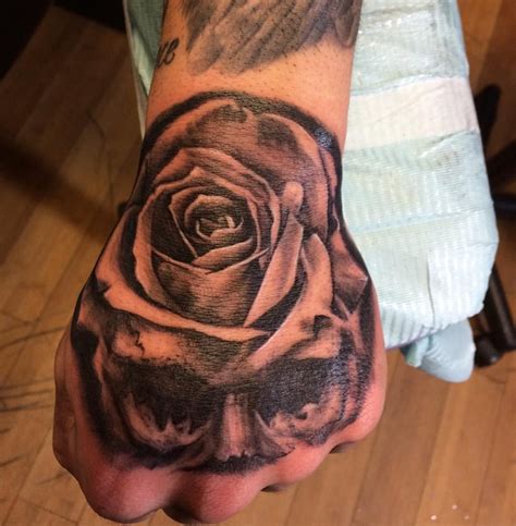 Hand Tattoo Skull Rose Viraltattoo