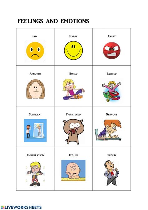 Feelings And Emotions 1 Worksheet