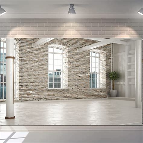 Buy Csfoto 8x65ft Brick House Backdrop Empty Office Backgrounds For