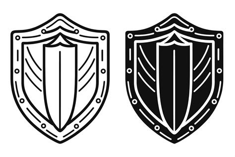 Shield Vector Shield Outline Style Line Art Medieval Shield Royal